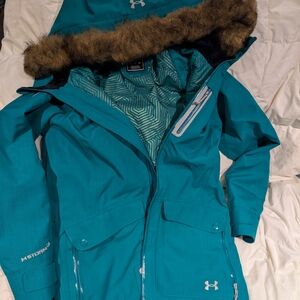 Under Armour Women's Teal Hooded Ski Jacket XS